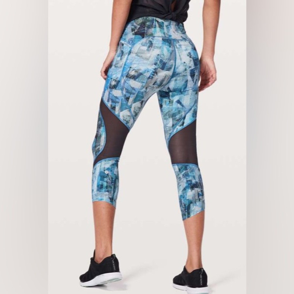 Lululemon On Pace Crop *21" Sun Dazed Multi Blue Sz 10! - Picture 2 of 9